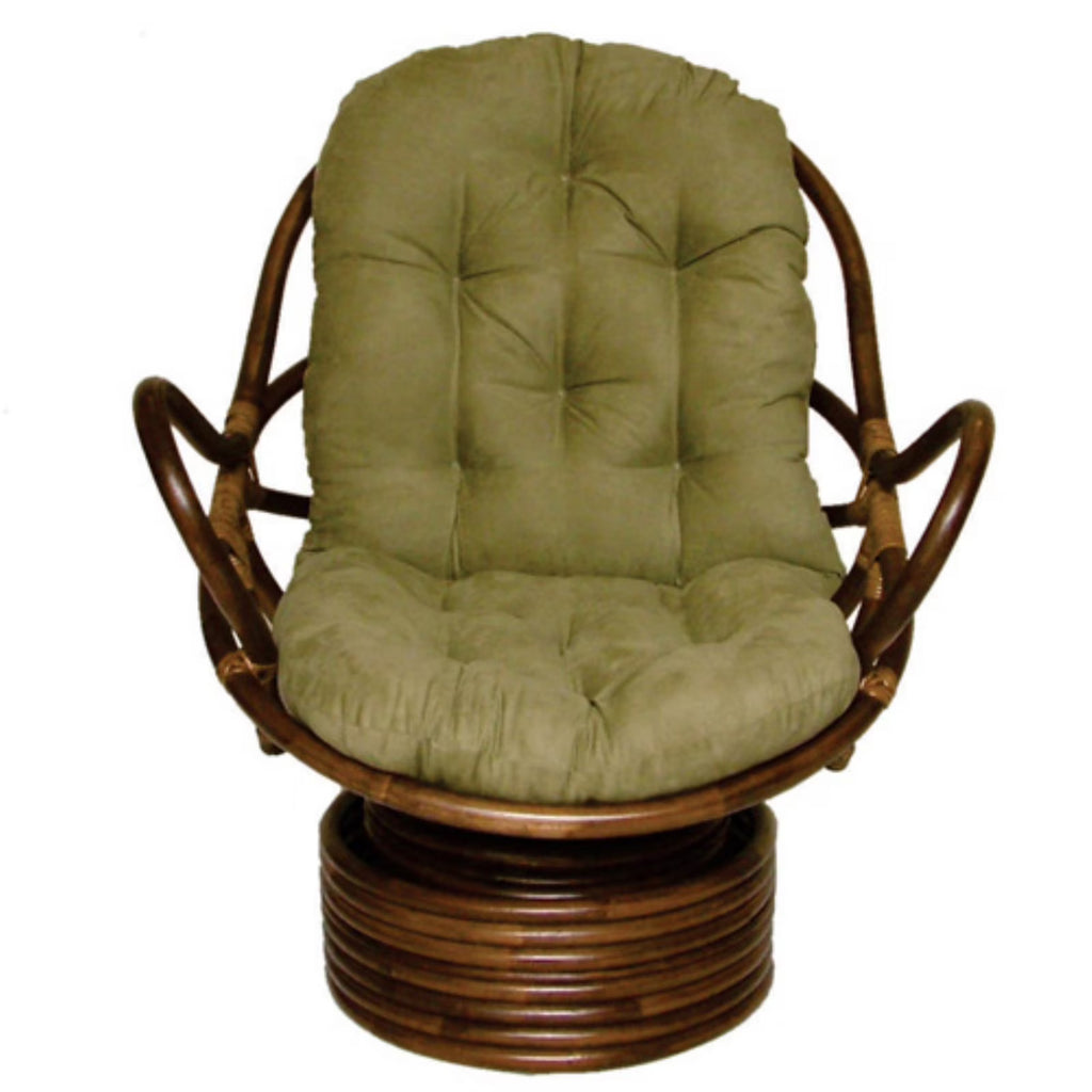Rattan Coil Base Swivel Rocker with Micro Suede Cushion F99528