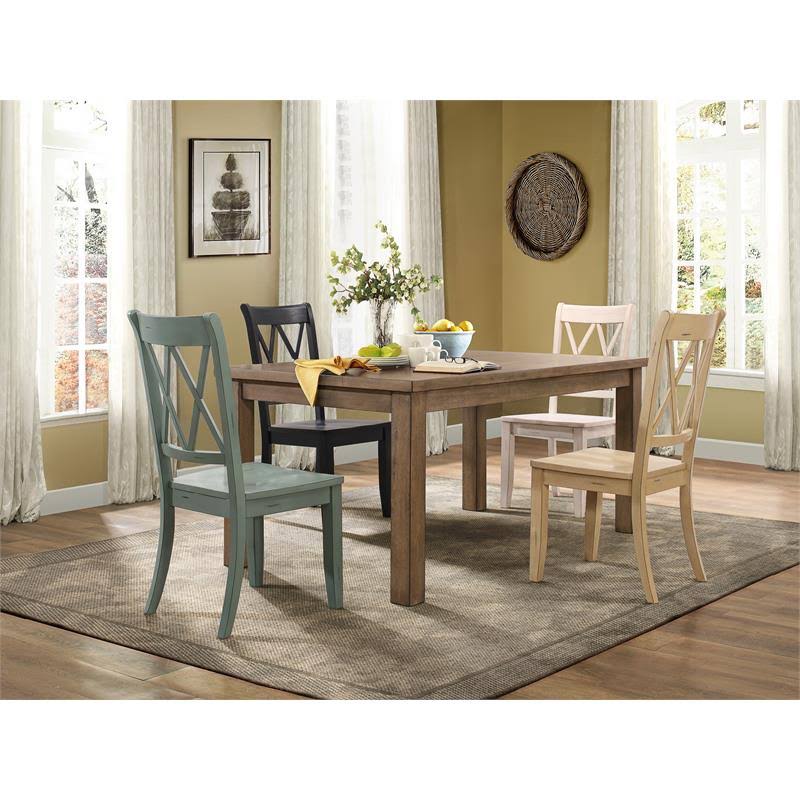 5-Piece Wood Dining Set in Natural and Teal P20355