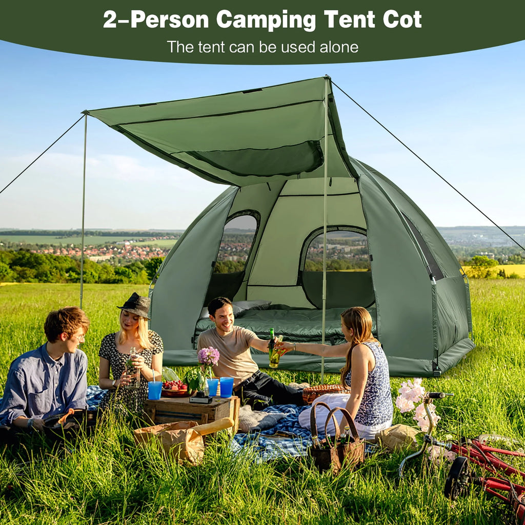 2-Person Pop-Up Tent Camping Cot with Air Mattress and Sleeping Bag A968805