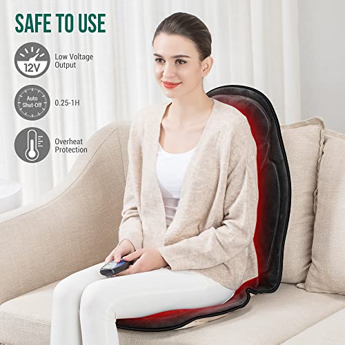Black 6 Vibration Massage Seat Cushion with Heat W7301