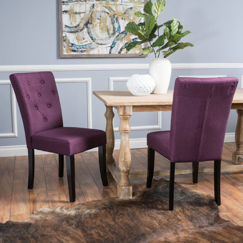 Deep Purple Fabric Dining Chair (Set of 2) O436