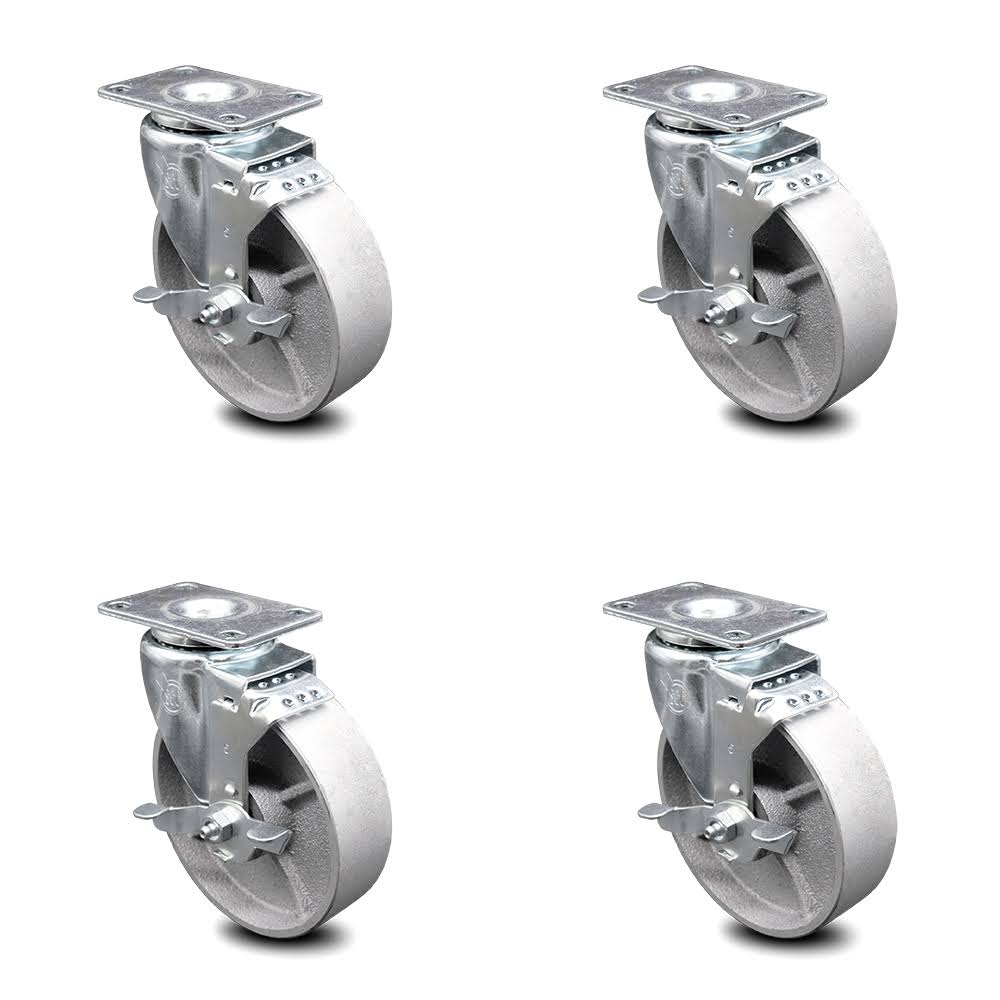 Cast Iron Swivel Top Plate Caster Set of 4 with Roller Bearings B56986