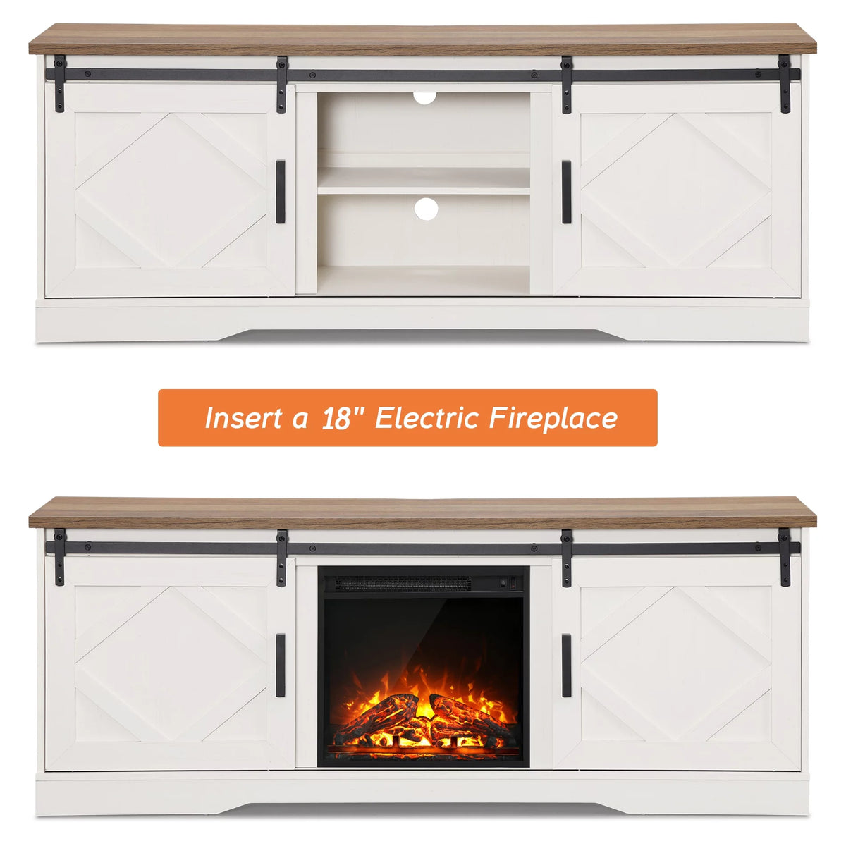 White Wood Fireplace TV Stand for TVs Up to 75 inch A222162