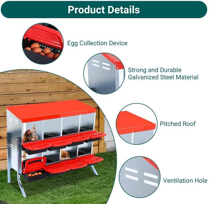 6 Holes Metal Chicken Nesting Boxes O43334