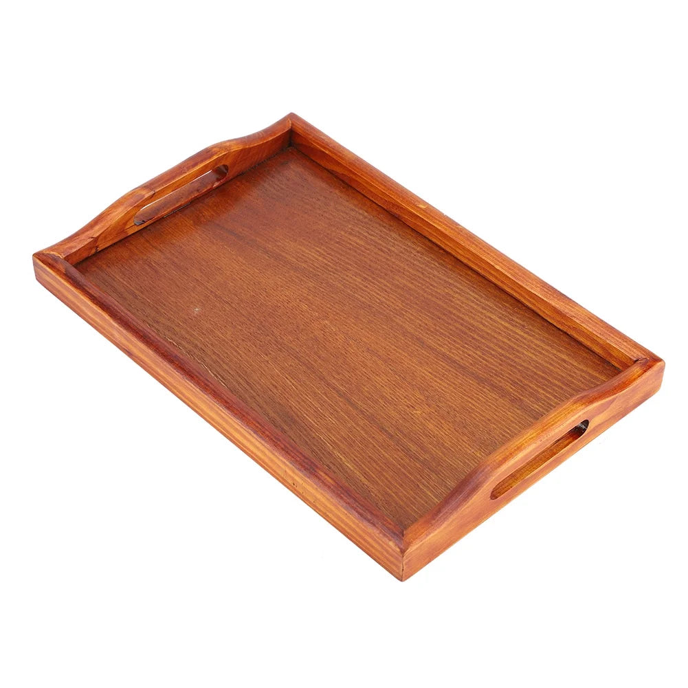 Wooden Serving Tray with Handles (Brown, Rectangle) A5975