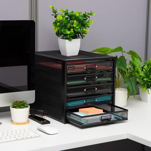 10-Drawer Metal Mesh Desk Organizer, Silver U5534