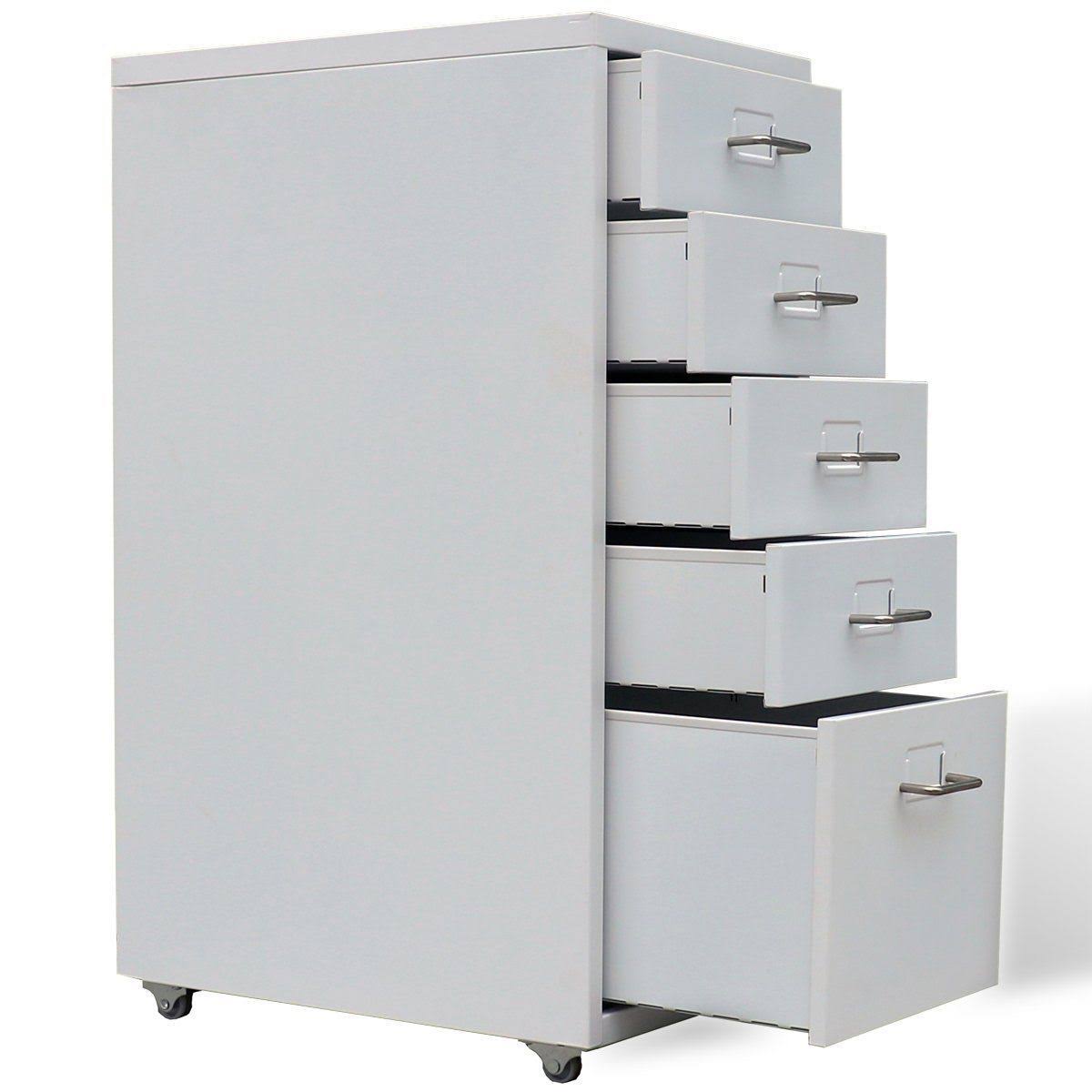 Metal Filing Cabinet with 5 Drawers Gray J55724
