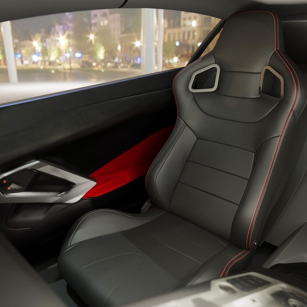 Red Stitch PVC Leather Racing Seats X7389