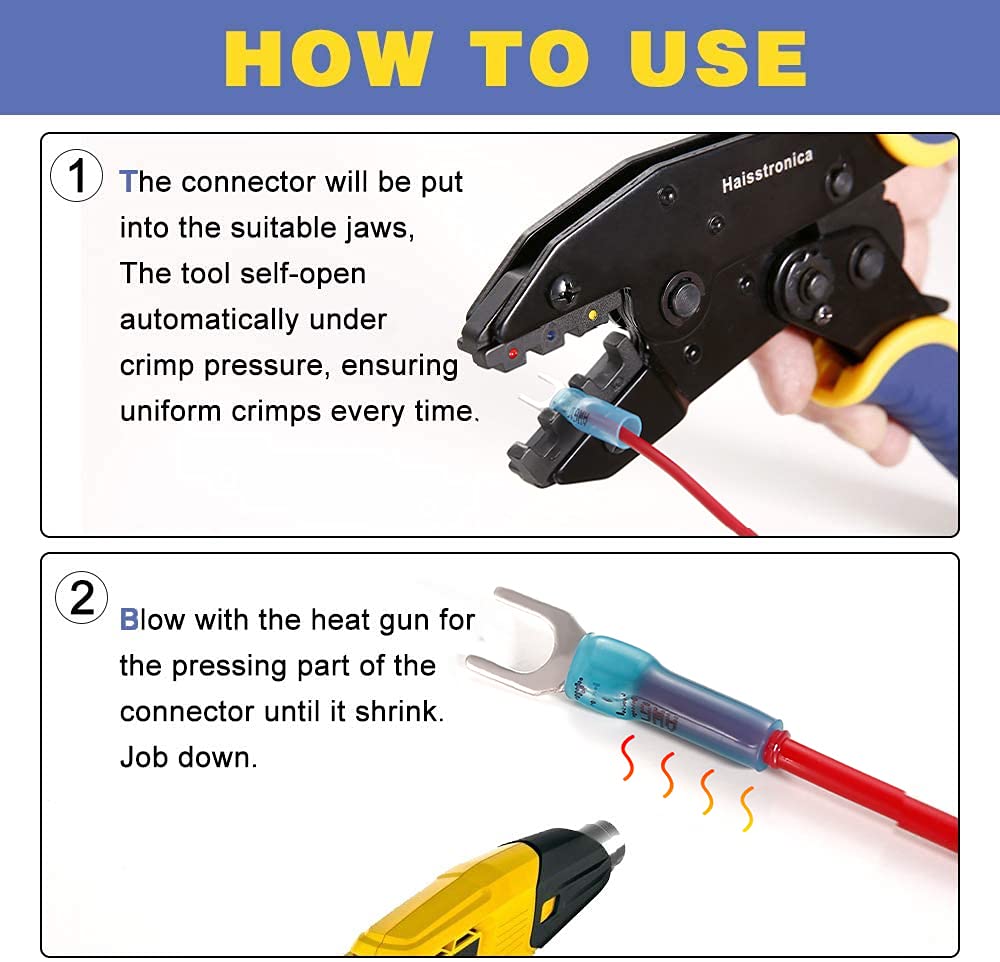 Crimping Tool for Heat Shrink Connectors with 280 PCS Marine Grade Connectors I1409