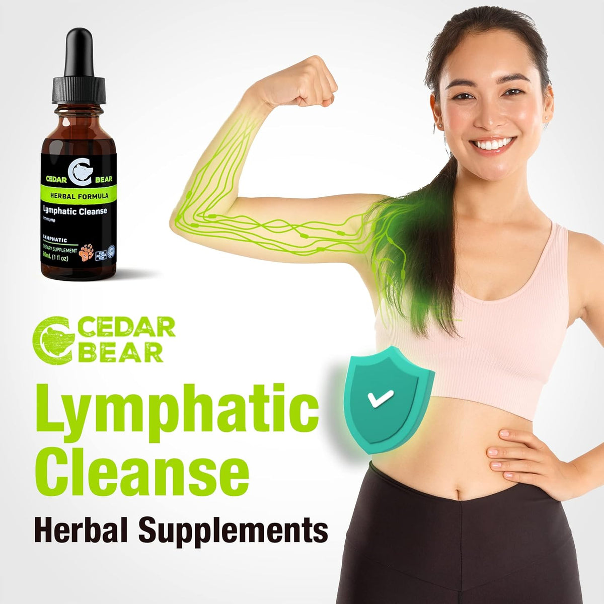 Lymphatic Cleanse Immune Support Supplement, Alcohol-Free Liquid Herbal Supplements, 1 fl oz D633621