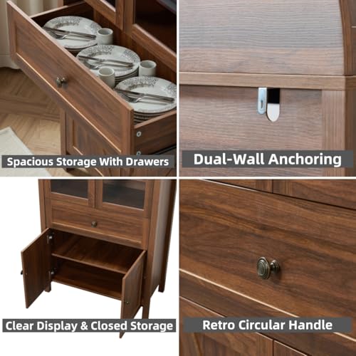 Pantry Cabinet with Drawer, 2 Cabinets and 6 Door Shelves, Adjustable Shelves, 71.65" R53194