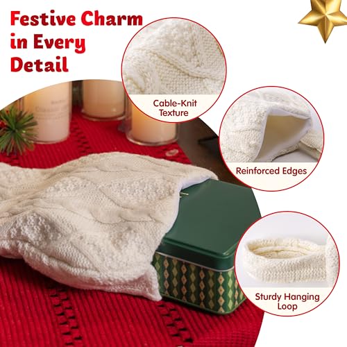 Knit White Bone Shape Christmas Dog Stocking J41815