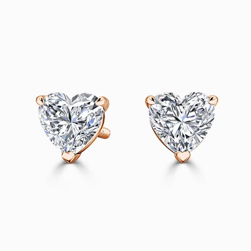 18K Rose Gold Heart Cut Moissanite Stud Earrings R80863
