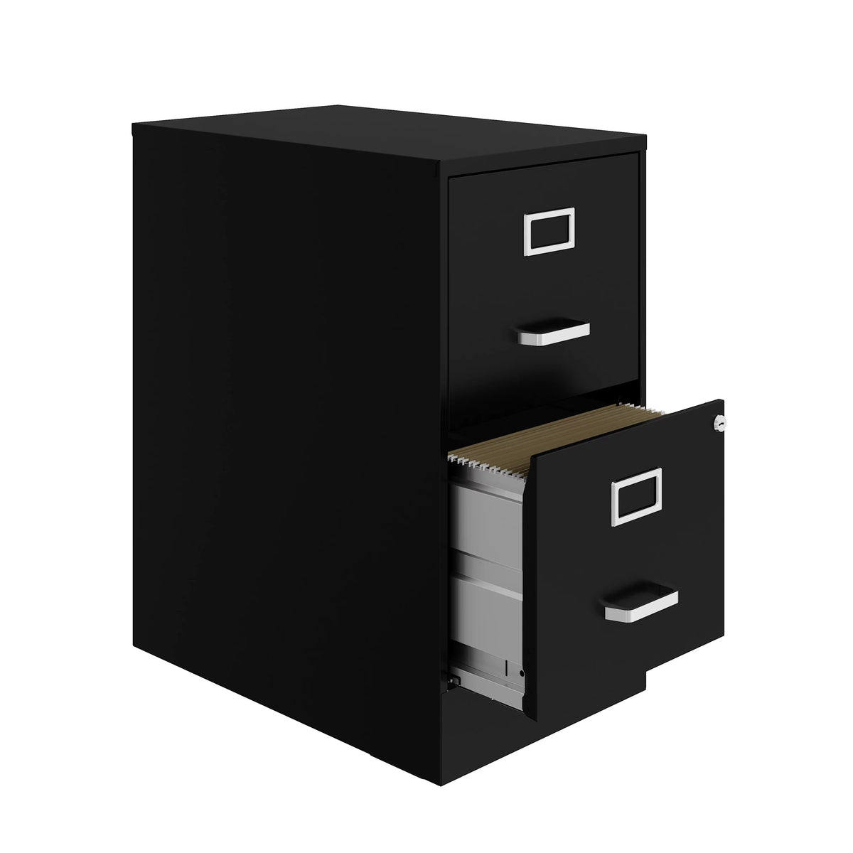 22" Deep 2 Drawer Metal File Cabinet, Black S270