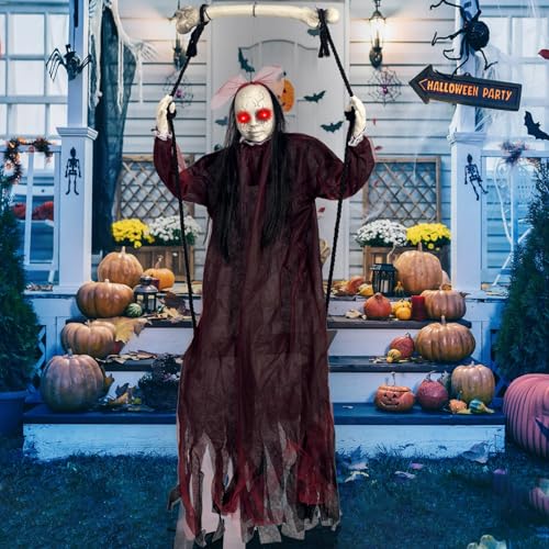 Hanging Swing Ghost with Sound and Light Up Eyes M222707
