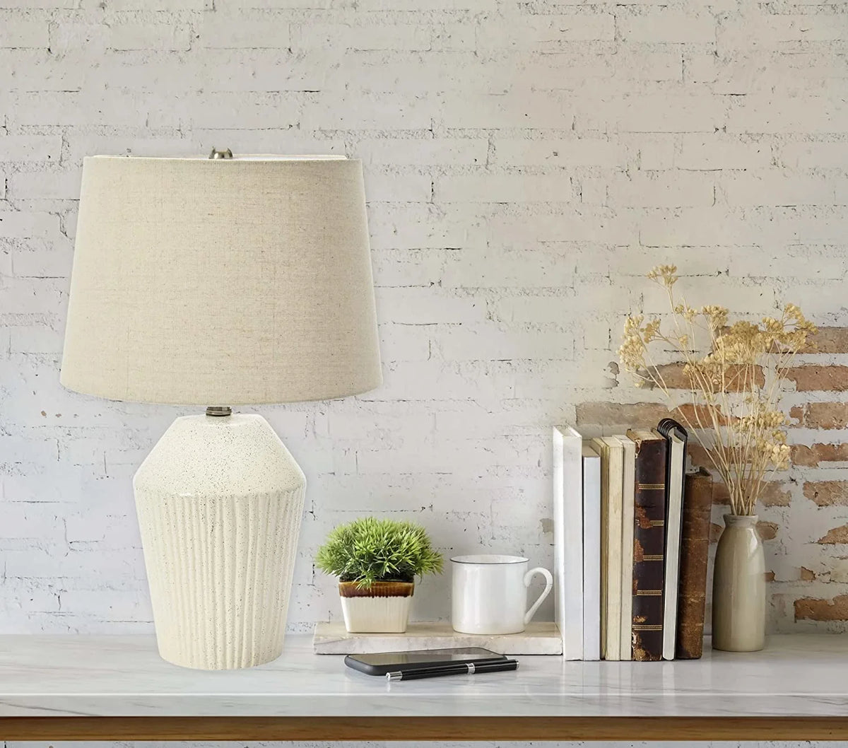 13" Round Stoneware Desk Lamp F25367