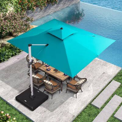 Turquoise Blue Rectangular Cantilever Umbrella O522