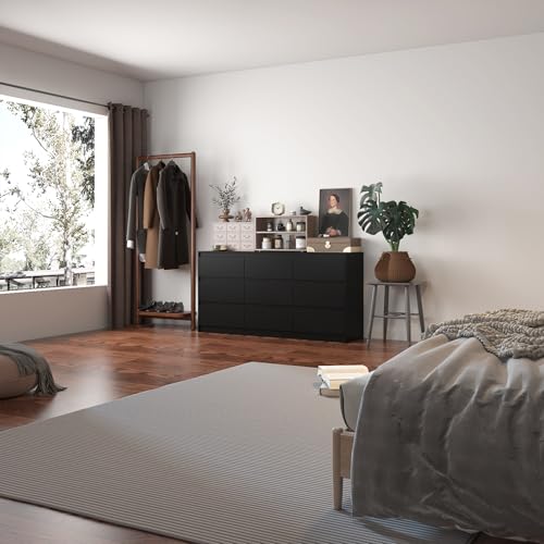 Black 9 Drawer Wood Dresser U528