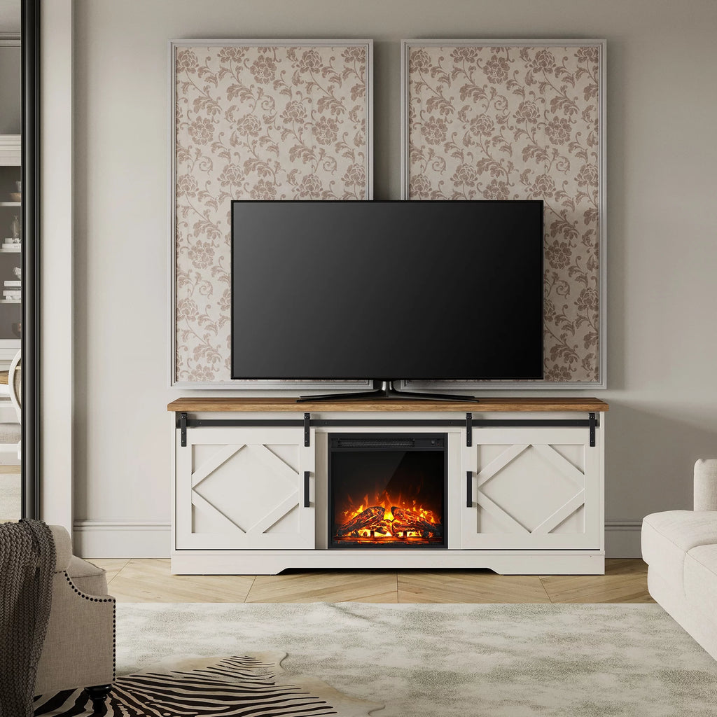 White Wood Fireplace TV Stand for TVs Up to 75 inch A222162