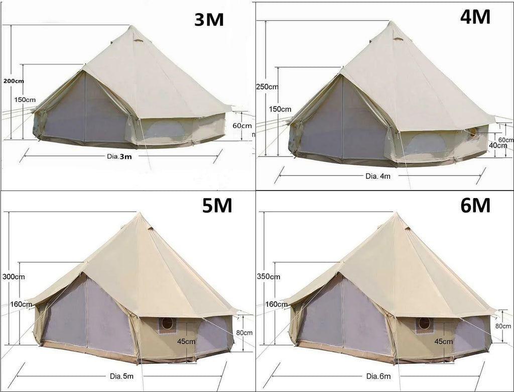 Waterproof 4-Season Cotton Canvas Bell Tent with Stove Hole G884752
