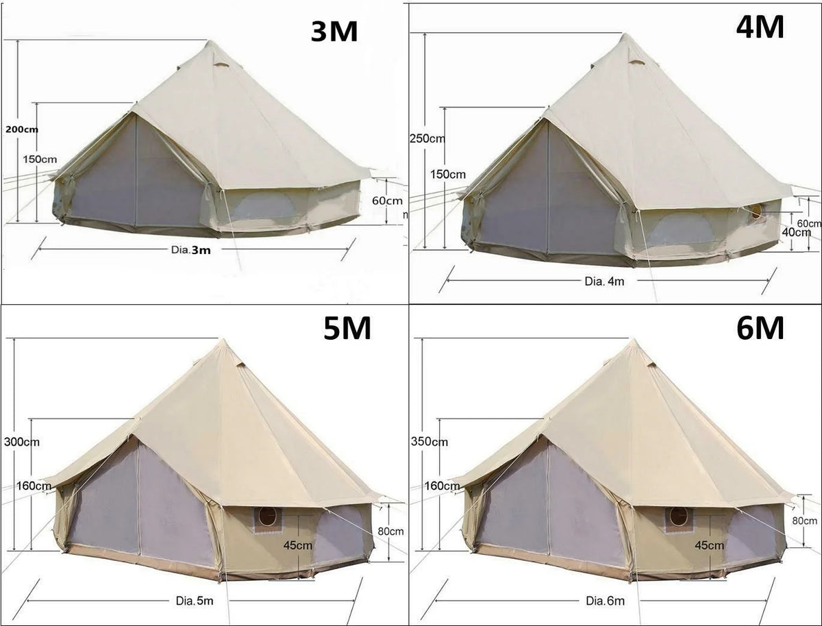 Waterproof 4-Season Cotton Canvas Bell Tent with Stove Hole G884752