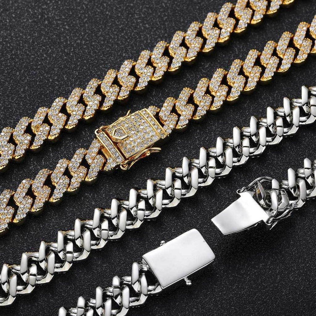 12MM Iced Out Miami Cuban Link Chain Necklace, 16-24 Inch T60021