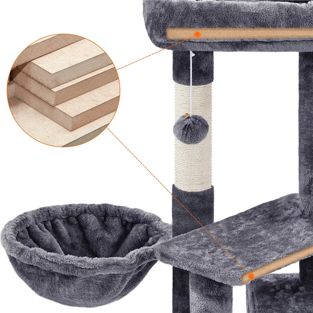 Dark Gray Cat Tree Tower with Condo and Perches O25995