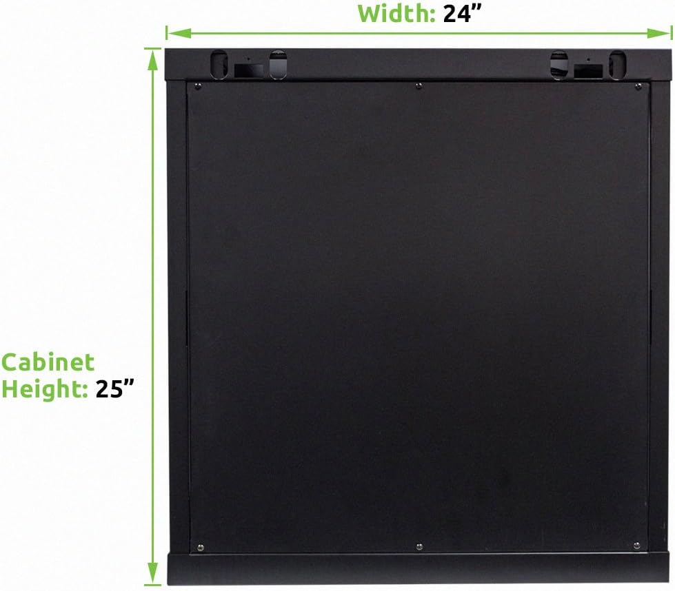 12U 19-Inch Wallmount Server Network Rack with Locking Glass Door Black M670