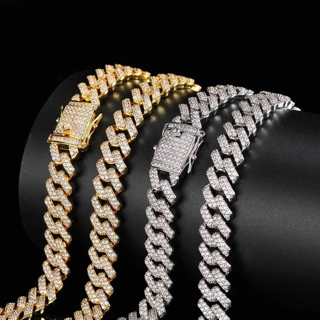 12MM Iced Out Miami Cuban Link Chain Necklace, 16-24 Inch T60021