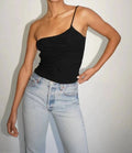 One Shoulder Rib Top R9431