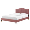 King Size Pink Velvet Tufted Platform Bed Frame A355