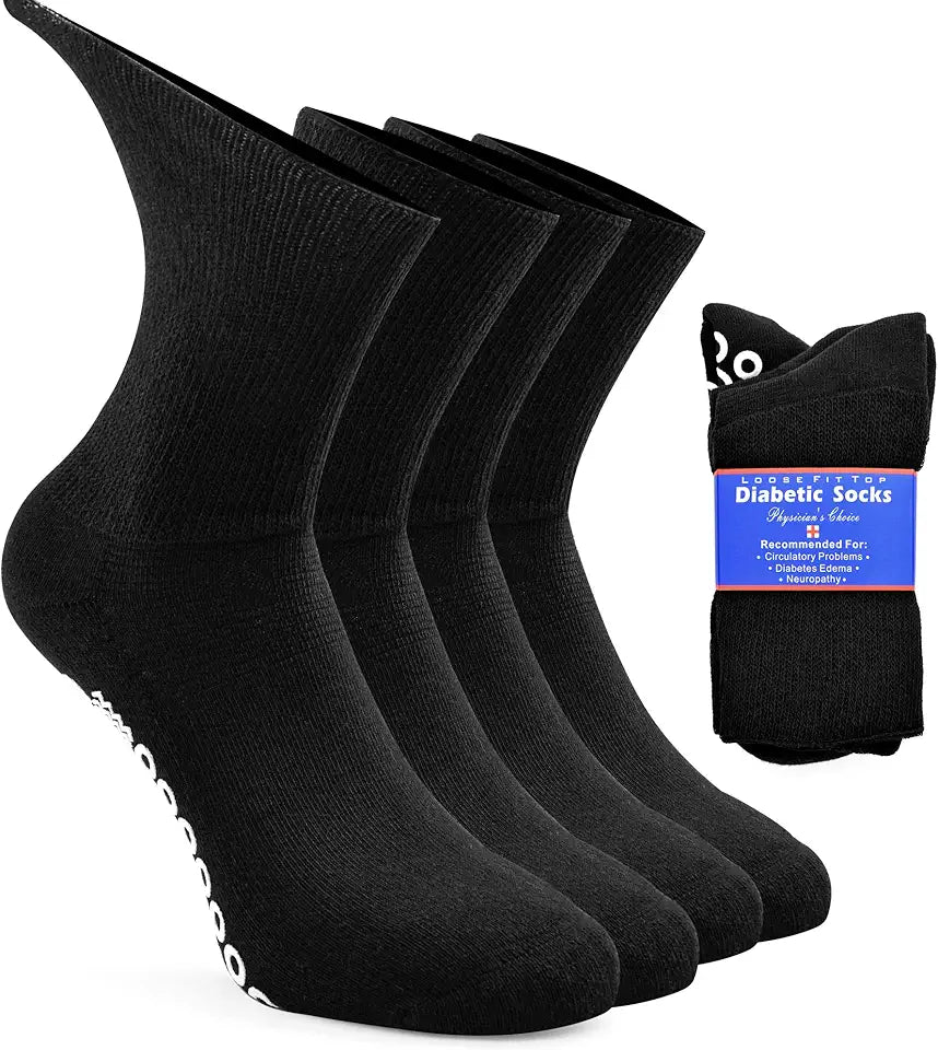 Non-Skid Diabetic Crew Socks with Grips U967415