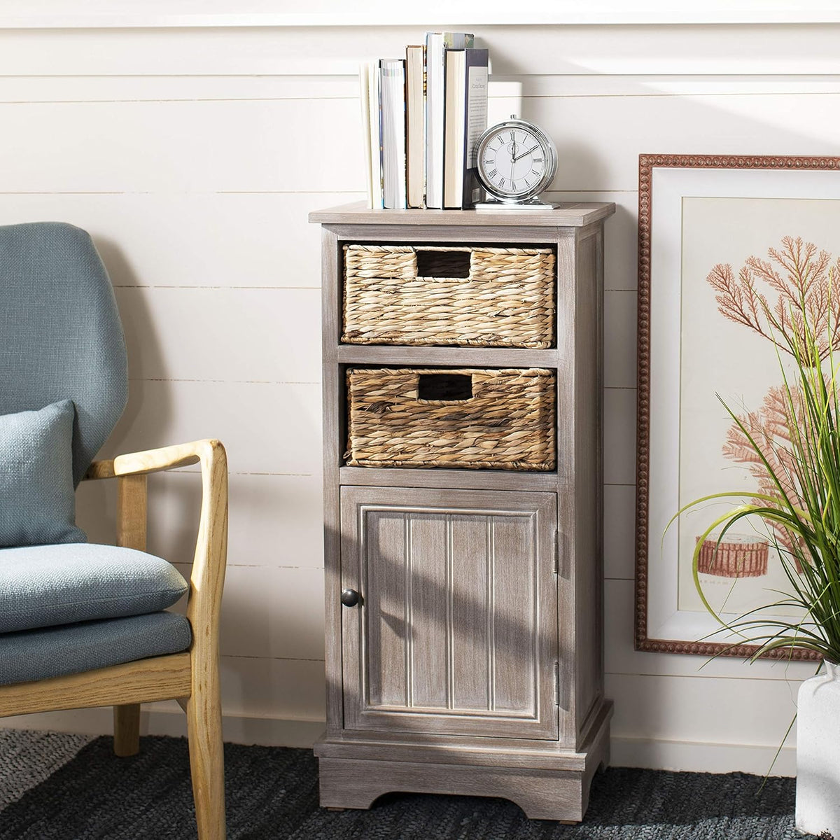 Distressed Black Cabinet F38085