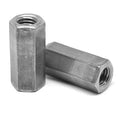 1/4 inch-20 x W7/16 inch x L1 3/4 inch Coarse Thread Hex Rod Coupling Nut Low Carbon Steel Plain Finish Pk 500 Q35762