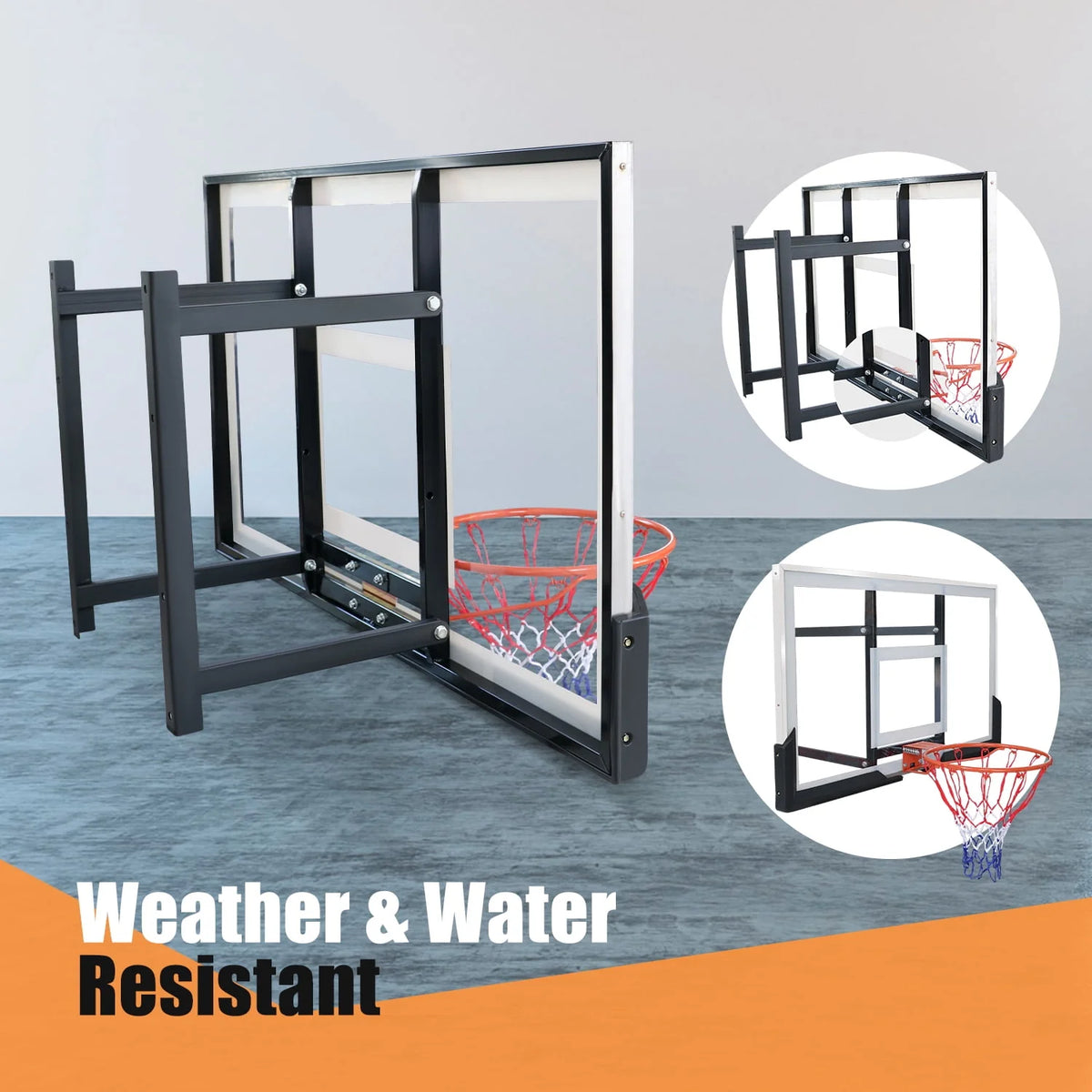 48in Wall-Mounted Basketball Backboard and Rim Combo W661155