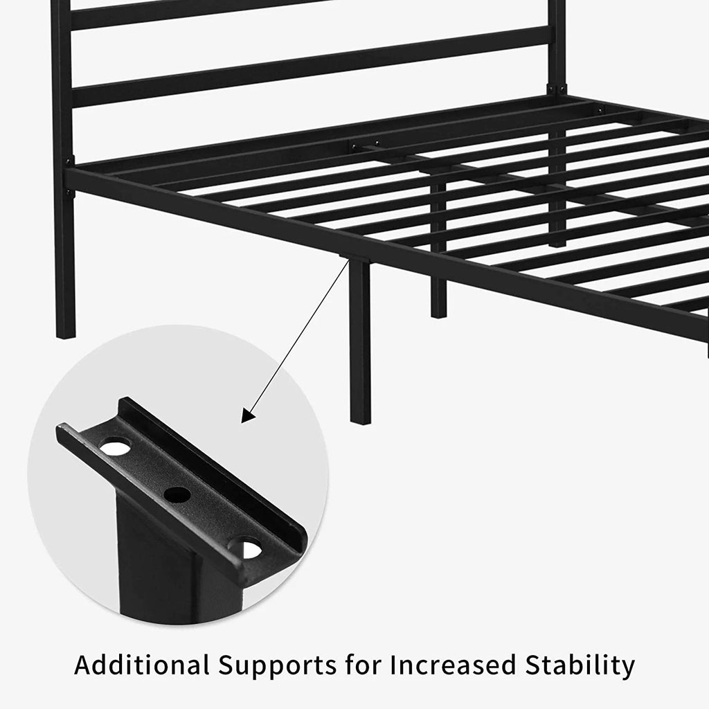 Queen Size Black Metal Canopy Bed Frame with Headboard X30077