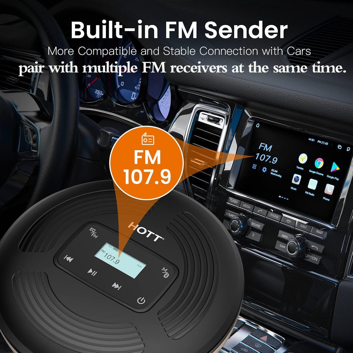 Portable CD Player Rechargeable Bluetooth FM Transmitter M623791