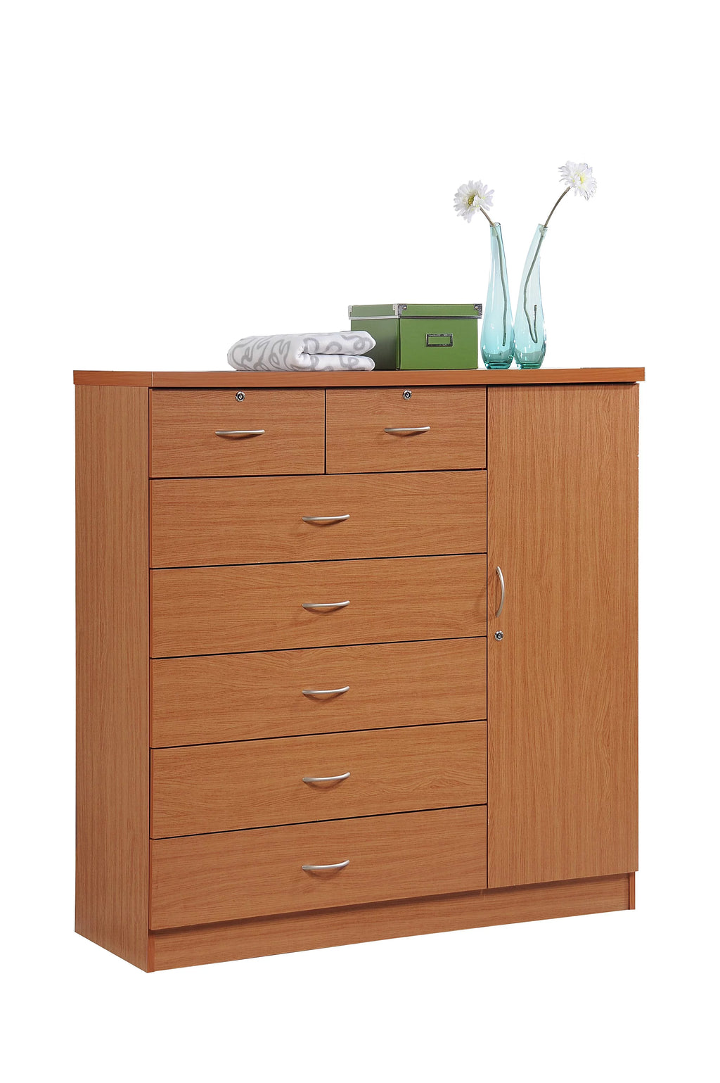 7 Drawer Dresser with Side Cabinet and 3 Shelves C136708