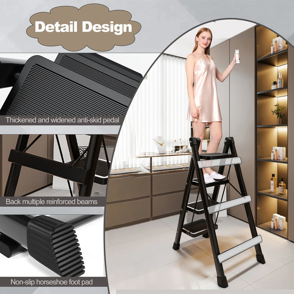 4 Step Ladder Folding Step Stool 330 lbs R54420