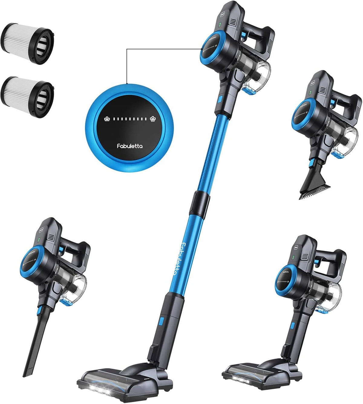 Cordless Stick Vacuum Cleaner, 24Kpa 250W, 6-in-1 Rechargeable, 45 Min Runtime, Blue S782