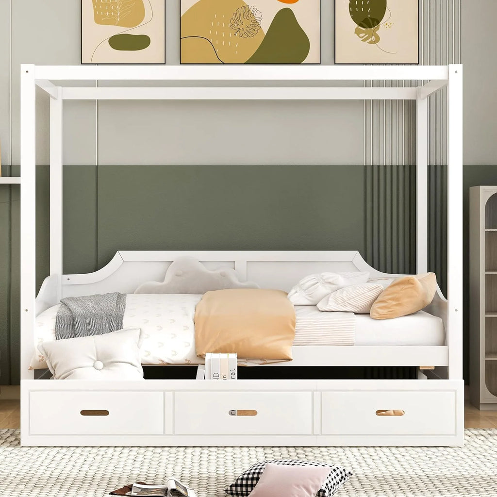 Wood Daybed Frame with 3 Drawers A692