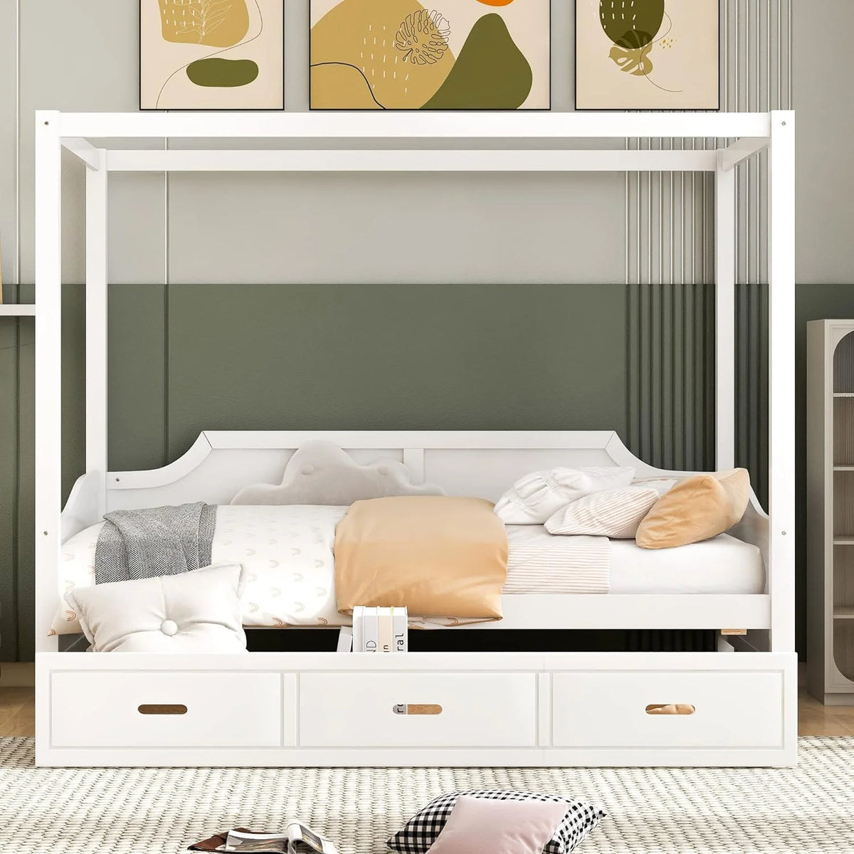 Wood Daybed Frame with 3 Drawers A692