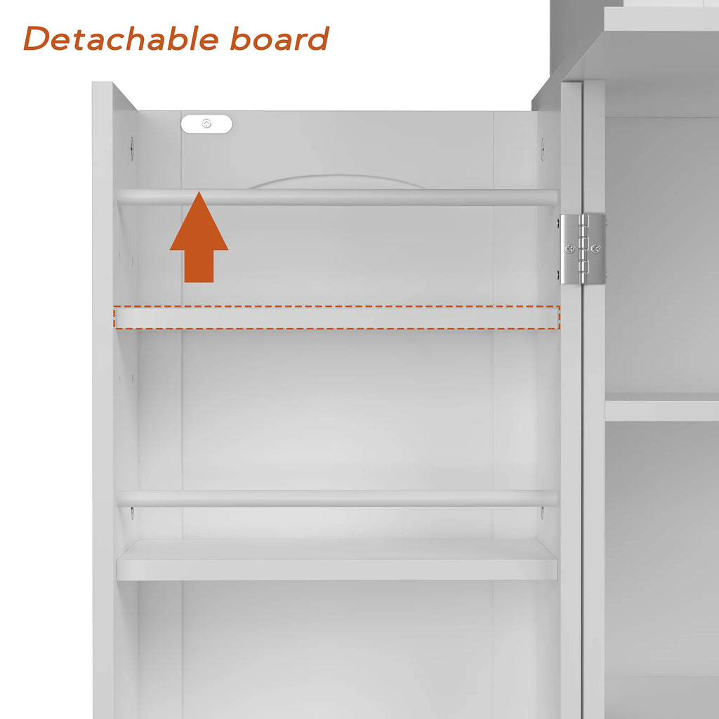 White Tall Kitchen Pantry Storage Cabinet with Doors and Shelves R793