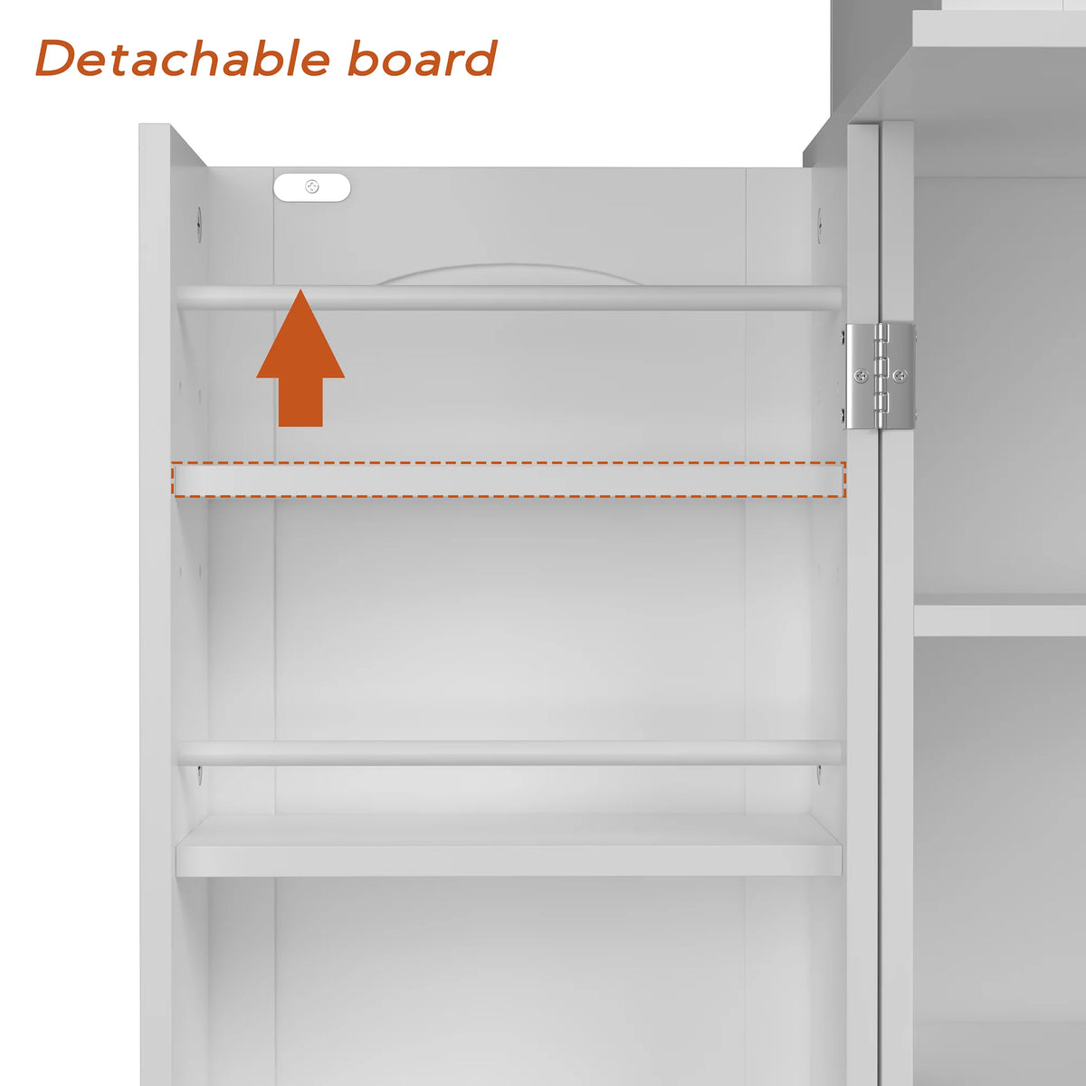 White Tall Kitchen Pantry Storage Cabinet with Doors and Shelves R793