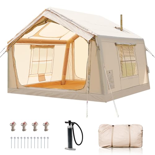 Inflatable Tent with Hand Pump and Stove Jack, Waterproof Oxford, 4-6 Person T361