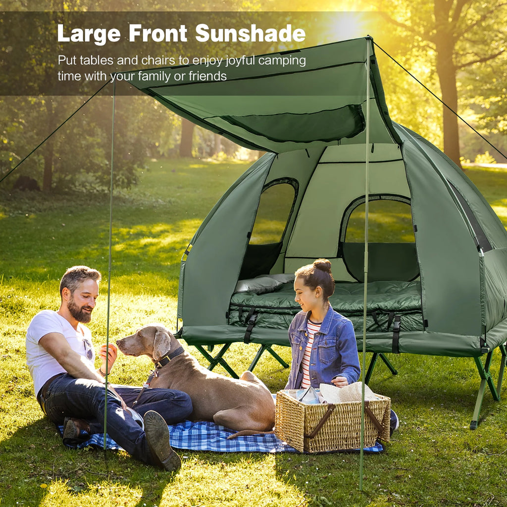 2-Person Pop-Up Tent Camping Cot with Air Mattress and Sleeping Bag A968805