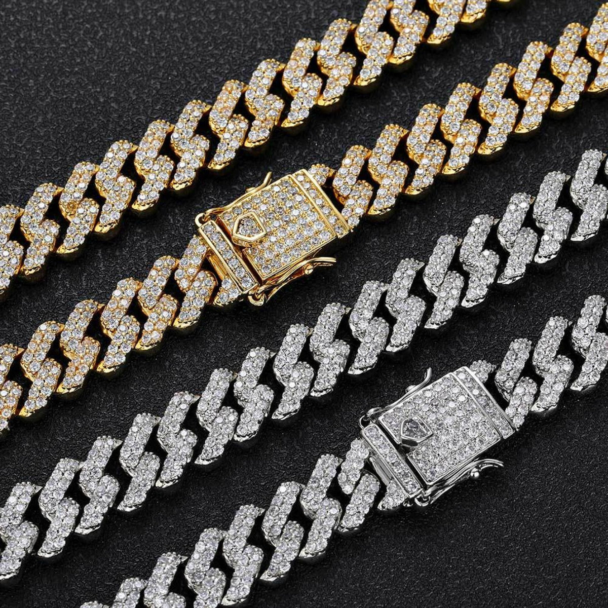 12MM Iced Out Miami Cuban Link Chain Necklace, 16-24 Inch T60021