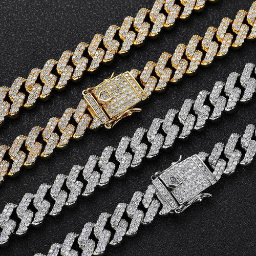 12MM Iced Out Miami Cuban Link Chain Necklace, 16-24 Inch T60021