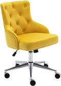Yellow Tufted Velvet Desk Chair with Arms M6831