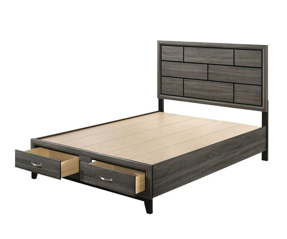 Weathered Gray Eastern King 6pcs Bedroom Set with Storage J657